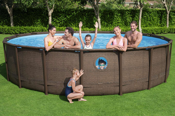 Bestway Power Steel™ Swim Vista Series™ Frame Pool Komplett-Set mit Filterpumpe rund 488 x 122 cm